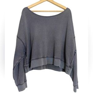 Aerie Oversized Slouchy off-shoulder Grunge/athletic grey Sweater SZ S